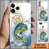 Maxcorner Fishing Golden Compass Water Splash Personalized Name 3D Phone Case (10 Fish Species)