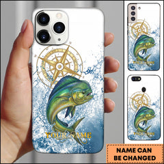 Maxcorner Mahi-mahi Fishing Golden Compass Water Splash Personalized Name 3D Phone Case
