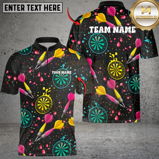 Maxcorners Darts Funny Colorful Donuts Personalized Name 3D Unisex Shirt