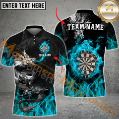 Maxcorners Darts Dragon Flame MutilColor Option Customized Name, Team Name 3D Polo Shirt