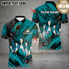 Maxcorners Bowling Flame Pins Multioptions Personalized Name, Team Name Unisex 3D Shirts