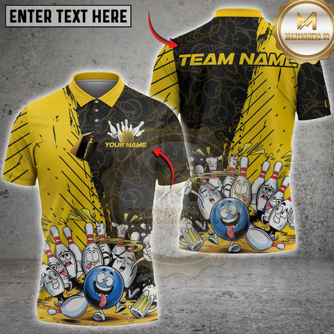 Maxcorners Bowlling Cheers & Strikes Funny Ball Personalized Name 3D Unisex Shirt