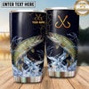 Maxcorners Fishing Tumbler Navy Gold Crossed Hook Splash Design Personalized Name Tumbler (13 Species)