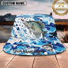 Maxcorners Fishing Epic Skull Fisherman Sunset Fishing Scene Personalized Name 3D Bucket Hat (13 Fish Species)
