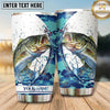Maxcorners Fishing Tumbler White Blue Abstract Ink Splash Design Personalized Name Tumbler (13 Species)
