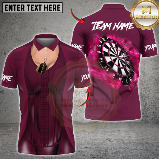 Maxcorners Darts Neon Lightning Bullseye Personalized Name 3D Unisex Shirt