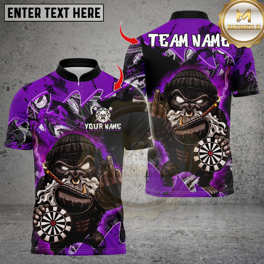 Maxcorners Cool Gorilla Dart Design Multicolor Customized Name, Team Name 3D Shirt