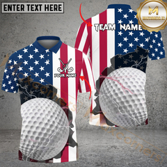 Maxcorners Golf American Flag Personalized Name 3D Unisex Shirt