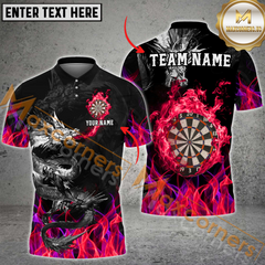Maxcorners Darts Dragon Flame MutilColor Option Customized Name, Team Name 3D Polo Shirt