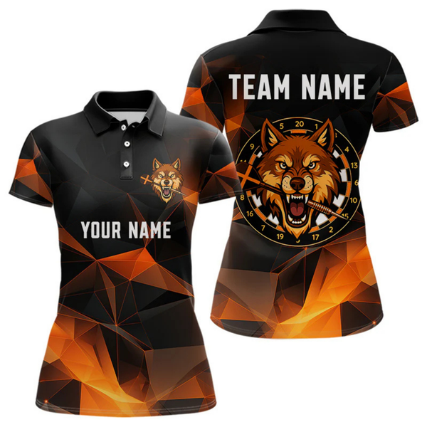 Maxcorners Orange Abstract Pattern Custom Wolf Dartboard Dart Shirt For Men, Dart Jerseys LM154