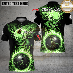 Maxcorners Bowling Flaming Skull Multicolor Customized Name, Team Name 3D Shirts