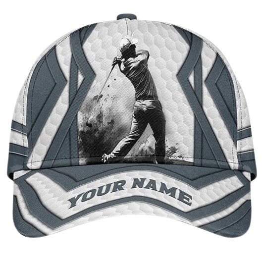 Maxcorners Personalized Name Golf 3D Baseball Cap For Golf Lovers, Custom Golf Caps Hats LM0402