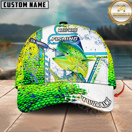 Maxcorners Fishing Skinfish Pattern Water Sport Jersey Multicolor Personalized Name 3D Cap (9 Breeds)