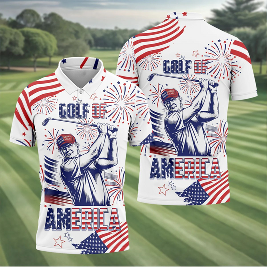 Maxcorners Golf Of America Golf Polos For Men, Funny Golf Shirt, Mens Golf Gift, Gift For Golfers, Golf Presents For Dad LM2406