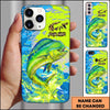 Maxcorners Neon Blue Lime Camo Splash Personalized Name Phone Case (13 Fish Species)