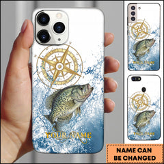 Maxcorner Crappie Fishing Golden Compass Water Splash Personalized Name 3D Phone Case