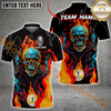 Maxcorners Billiard Skull Ball 9 Fire Flame Multicolor Options Personalized Name, Team Name 3D Polo Shirt