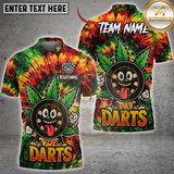 Maxcorners Darts Tie-Dye Leaf 420 Cartoon Design Personalized Name 3D Unisex Shirt