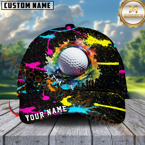 Maxcorners Graffiti Splash Golf Cap, Personalized Name Pattern 3D Classic Cap
