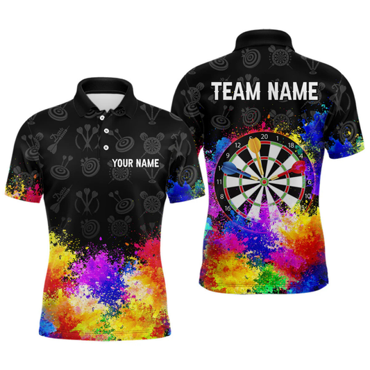 Maxcorners Funny Dartboard Colorful Grunge Dart Shirts For Men | Darts Team Jerseys – Polo & Quarter Zip  LM0705