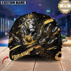 Maxcorners Bowling Lion King Multicolor Personalized Name 3D Cap