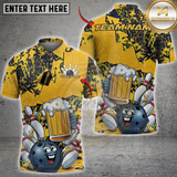 Maxcorners Bowlling Beer Mug Funny Ball Personalized Name 3D Unisex Shirt