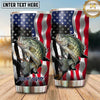 Maxcorners Fishing Tumbler Waving American Flag Action Design Personalized Name Tumbler (13 Species)
