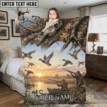 Maxcorners Duck Hunting Marsh Sunrise Mallard Flight Personalized 3D Blanket
