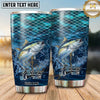 Maxcorners Fishing Tumbler Turquoise Scale Ocean Design Personalized Name Tumbler (13 Species)