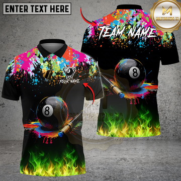 Maxcorners Billiards 8 Ball Cue Paint Splash Personalized Shirt