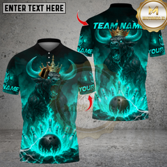Maxcorners Bowling Flame King Bull Multicolor Customized Name Team Name 3D Shirts  6
