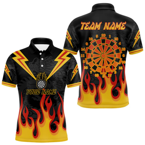 Maxcorners Dragon Flame Pattern Dartboard Custom Dart Shirt For Men, Dart Team Jerseys LM105