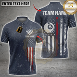 Maxcorners Billiards USA Flag with Vertical Cues Personalized Name 3D Unisex Shirt