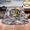 Maxcorners Fishing Blue Camo Fishing Illustration with Dynamic Splash Personalized Name 3D Bucket Hat (13 Fish Species)