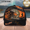 Maxcorners Fishing Epic Sunset Fishing Skull with Dramatic Angler and Boat Scene Personalized Name 3D Cap (13 Fish Species)