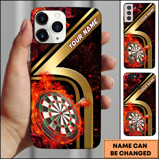 Maxcorners Golden Number Stripe Emerald Smoke Dartboard Personalized Name 3D Phone Case