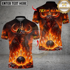 Maxcorners Bowling Flame King Bull Multicolor Customized Name Team Name 3D Shirts  6