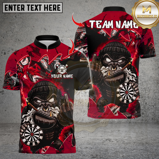 Maxcorners Cool Gorilla Dart Design Multicolor Customized Name, Team Name 3D Shirt