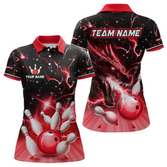 Maxcorners Red Dragon Flaming Bowling Shirt for Men and Women Custom Bowling Jersey for Team LM2504