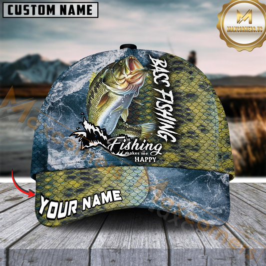 Maxcorners Fishing Skin Seawave Customized Name 3D Cap