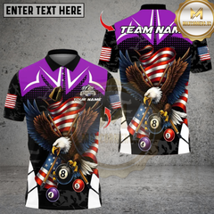 Maxcorners Billiard Ball 8 Eagle USA Flag Multicolor Customized Name, Team Name 3D Shirt