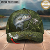 Maxcorners Fishing Green Scale Lightning Pattern Personalized 3D Cap (12 Fish Species)
