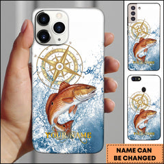 Maxcorner Redfish Fishing Golden Compass Water Splash Personalized Name 3D Phone Case