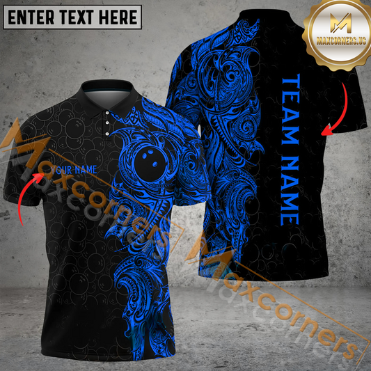 Maxcorners Maori Ball Premium Bowling Jersey Multicolor Option Customized Name, Team Name 3D Polo Shirt