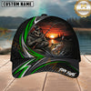 Maxcorners Fishing Skull Angler Green Wave Personalized 3D Cap