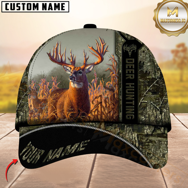 Maxcorners Hunting Deer Camouflage Multicolor Personalized Name 3D Cap