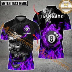 Maxcorners Dragon Flame 8-Ball Billiard Jersey Multicolor Options Personalized Name, Team Name 3D Polo Shirt