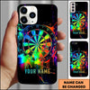 Maxcorners Darts Rainbow Neon Paint Splash Dartboard Personalized Name Phone Case
