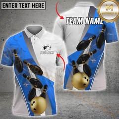 Maxcorners Elegant Bowling Strike Multicolor Personalized 3D Shirt, Gold Ball & Black Pins Design Shirts