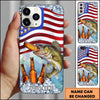 Maxcorners Fishing Phone Case American Flag Beer Bottles Fish Art Personalized Name 3D Phone Case (10 Fish Species)